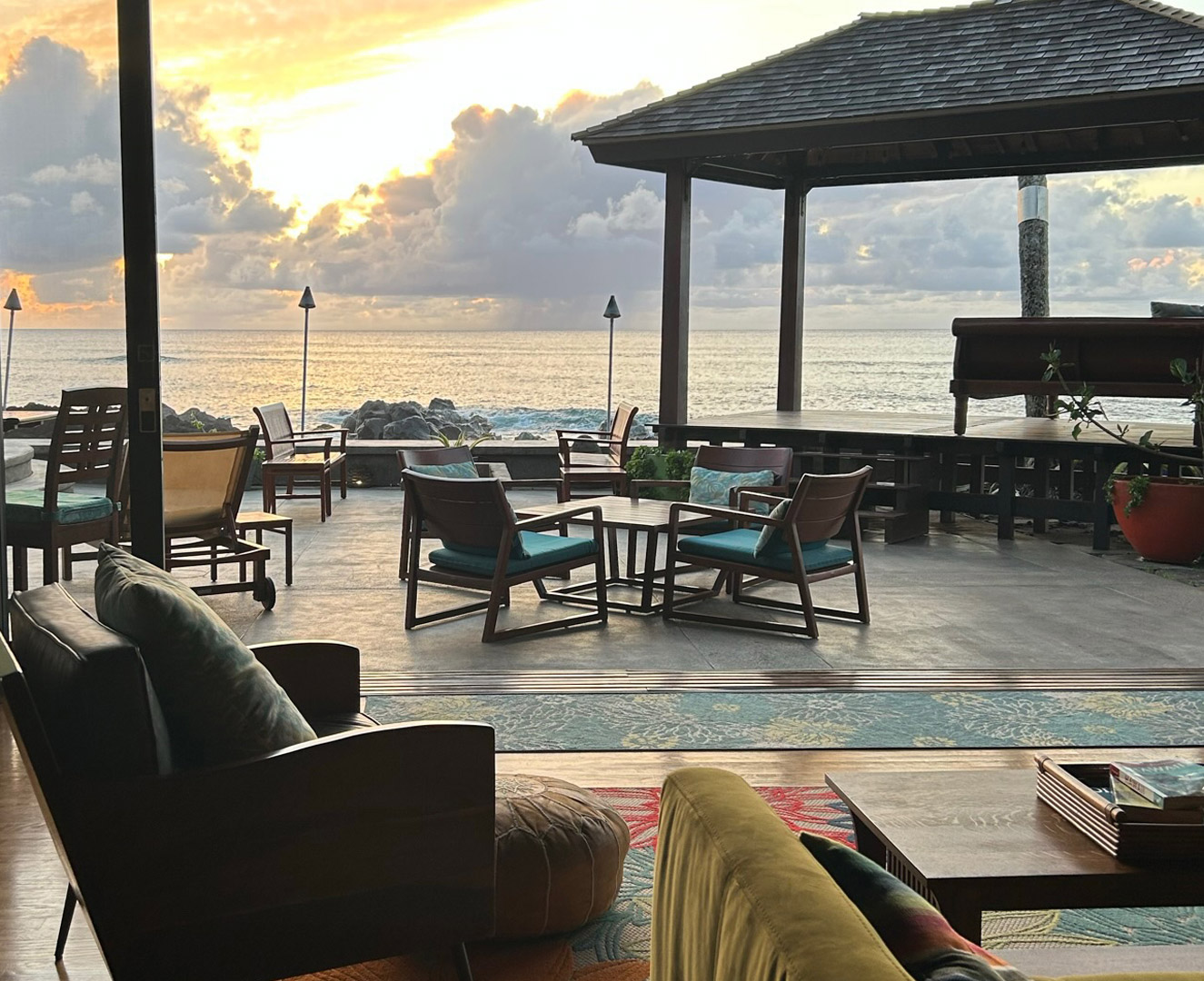 The Sumarai House's Patio at Sunset